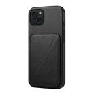 For iPhone 15 Plus D04 Calf Texture Dual Card Slot Holder Phone Case(Black) - 1