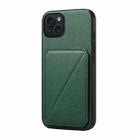 For iPhone 15 Plus D04 Calf Texture Dual Card Slot Holder Phone Case(Green) - 1