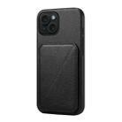 For iPhone 15 D04 Calf Texture Dual Card Slot Holder Phone Case(Black) - 1