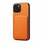 For iPhone 15 D04 Calf Texture Dual Card Slot Holder Phone Case(Orange) - 1