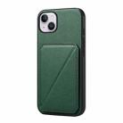 For iPhone 14 Plus D04 Calf Texture Dual Card Slot Holder Phone Case(Green) - 1