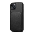 For iPhone 14 D04 Calf Texture Dual Card Slot Holder Phone Case(Black) - 1
