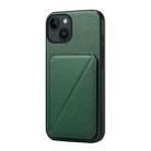 For iPhone 14 D04 Calf Texture Dual Card Slot Holder Phone Case(Green) - 1