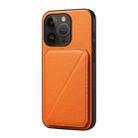 For iPhone 14 Pro D04 Calf Texture Dual Card Slot Holder Phone Case(Orange) - 1