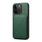 For iPhone 14 Pro D04 Calf Texture Dual Card Slot Holder Phone Case(Green) - 1