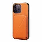 For iPhone 14 Pro Max D04 Calf Texture Dual Card Slot Holder Phone Case(Orange) - 1