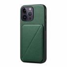 For iPhone 14 Pro Max D04 Calf Texture Dual Card Slot Holder Phone Case(Green) - 1