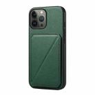 For iPhone 13 Pro Max D04 Calf Texture Dual Card Slot Holder Phone Case(Green) - 1