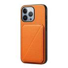 For iPhone 13 Pro D04 Calf Texture Dual Card Slot Holder Phone Case(Orange) - 1