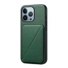 For iPhone 13 Pro D04 Calf Texture Dual Card Slot Holder Phone Case(Green) - 1