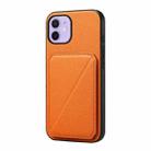 For iPhone 12 D04 Calf Texture Dual Card Slot Holder Phone Case(Orange) - 1