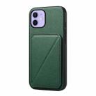 For iPhone 12 D04 Calf Texture Dual Card Slot Holder Phone Case(Green) - 1