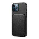 For iPhone 12 Pro Max D04 Calf Texture Dual Card Slot Holder Phone Case(Black) - 1