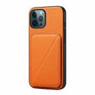 For iPhone 12 Pro D04 Calf Texture Dual Card Slot Holder Phone Case(Orange) - 1