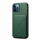 For iPhone 12 Pro D04 Calf Texture Dual Card Slot Holder Phone Case(Green) - 1