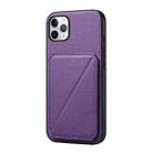 For iPhone 11 Pro Max D04 Calf Texture Dual Card Slot Holder Phone Case(Purple) - 1