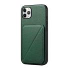 For iPhone 11 Pro Max D04 Calf Texture Dual Card Slot Holder Phone Case(Green) - 1