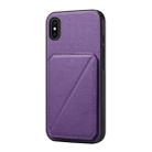 For iPhone X / XS D04 Calf Texture Dual Card Slot Holder Phone Case(Purple) - 1