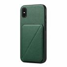 For iPhone X / XS D04 Calf Texture Dual Card Slot Holder Phone Case(Green) - 1
