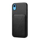 For iPhone XR D04 Calf Texture Dual Card Slot Holder Phone Case(Black) - 1