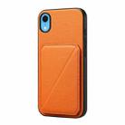 For iPhone XR D04 Calf Texture Dual Card Slot Holder Phone Case(Orange) - 1