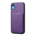 For iPhone XR D04 Calf Texture Dual Card Slot Holder Phone Case(Purple) - 1