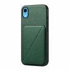 For iPhone XR D04 Calf Texture Dual Card Slot Holder Phone Case(Green) - 1