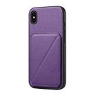 For iPhone XS Max D04 Calf Texture Dual Card Slot Holder Phone Case(Purple) - 1