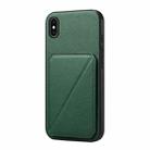 For iPhone XS Max D04 Calf Texture Dual Card Slot Holder Phone Case(Green) - 1