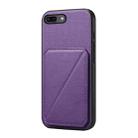 For iPhone 7 Plus / 8 Plus D04 Calf Texture Dual Card Slot Holder Phone Case(Purple) - 1