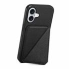 For iPhone 16 D04 Calf Texture Dual Card Slot Holder Phone Case(Black) - 3