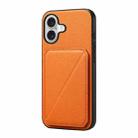 For iPhone 16 D04 Calf Texture Dual Card Slot Holder Phone Case(Orange) - 1