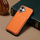 For iPhone 16 D04 Calf Texture Dual Card Slot Holder Phone Case(Orange) - 2