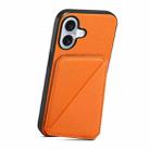 For iPhone 16 D04 Calf Texture Dual Card Slot Holder Phone Case(Orange) - 3