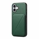 For iPhone 16 D04 Calf Texture Dual Card Slot Holder Phone Case(Green) - 1