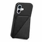For iPhone 16 Plus D04 Calf Texture Dual Card Slot Holder Phone Case(Black) - 3