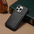 For iPhone 16 Pro D04 Calf Texture Dual Card Slot Holder Phone Case(Black) - 2