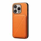 For iPhone 16 Pro D04 Calf Texture Dual Card Slot Holder Phone Case(Orange) - 1