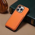 For iPhone 16 Pro D04 Calf Texture Dual Card Slot Holder Phone Case(Orange) - 2