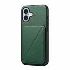 For iPhone 17 D04 Calf Texture Dual Card Slot Holder Phone Case(Green) - 1