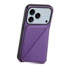 For iPhone 17 Pro Max D04 Calf Texture Dual Card Slot Holder Phone Case(Purple) - 3