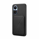 For OPPO Reno10 5G/Reno10 Pro 5G Global D04 Calf Texture Dual Card Slot Holder Phone Case(Black) - 1