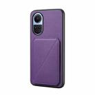 For OPPO Reno10 5G/Reno10 Pro 5G Global D04 Calf Texture Dual Card Slot Holder Phone Case(Purple) - 1