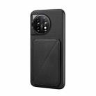 For OnePlus 11 D04 Calf Texture Dual Card Slot Holder Phone Case(Black) - 1