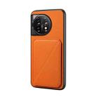 For OnePlus 11 D04 Calf Texture Dual Card Slot Holder Phone Case(Orange) - 1