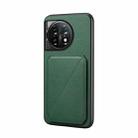 For OnePlus 11 D04 Calf Texture Dual Card Slot Holder Phone Case(Green) - 1