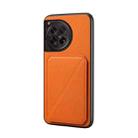 For OnePlus 12 D04 Calf Texture Dual Card Slot Holder Phone Case(Orange) - 1