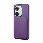 For OnePlus Ace 2V D04 Calf Texture Dual Card Slot Holder Phone Case(Purple) - 1