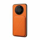 For Huawei Mate 60 D04 Calf Texture Dual Card Slot Holder Phone Case(Orange) - 1