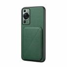For Huawei P60 / P60 Pro D04 Calf Texture Dual Card Slot Holder Phone Case(Green) - 1